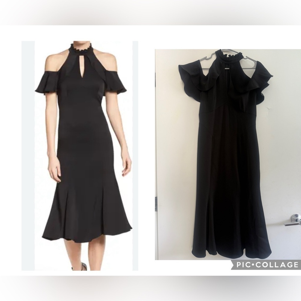 Shoshanna Ruffled Mock Neck Keyhole Cutout Evening Party Dress Size 2